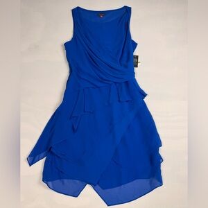 NWT Vince Camuto Asymmetrical Ruffled Hem Chiffon Dress Blue Women’s 14